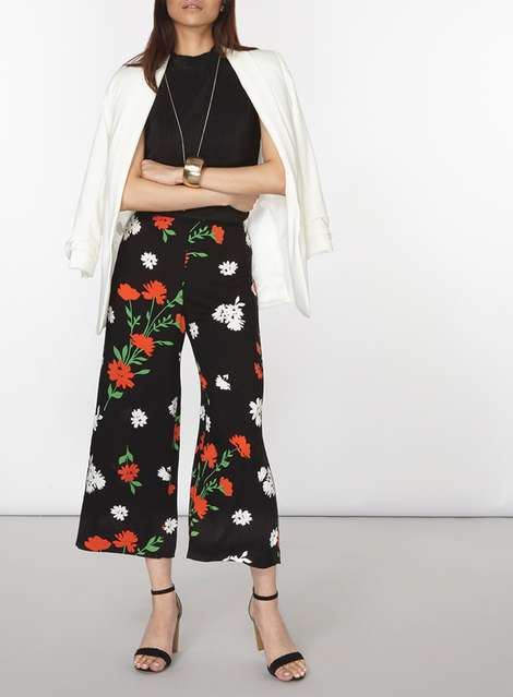 Black, Red And White Cropped Trousers